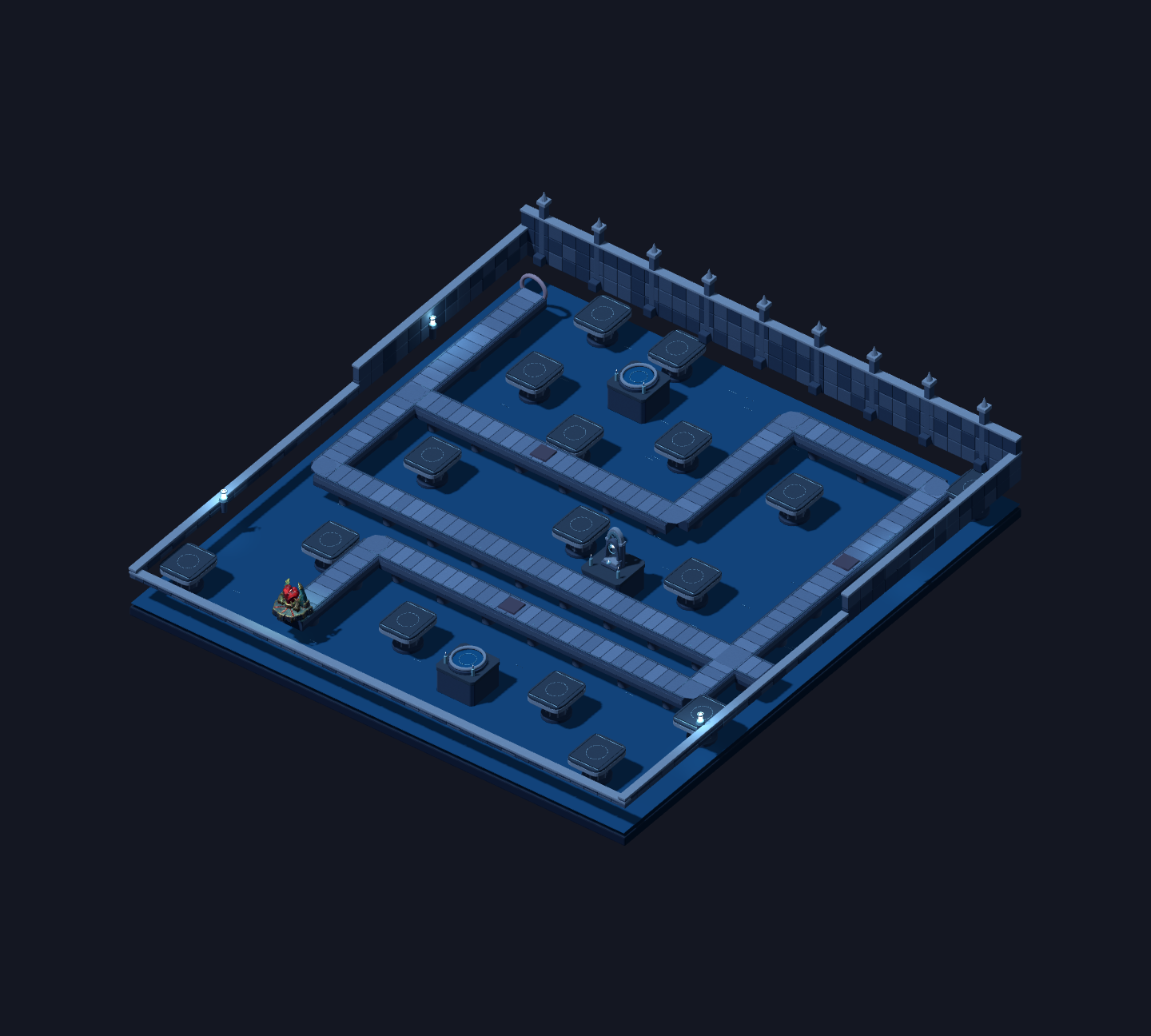 An oblique view of a dungeon chamber from the Underveil prototype